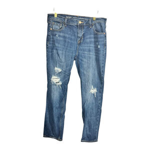 Size 10 Old Navy Boyfriend Droit Straight Distressed Jeans Blue medium wash